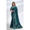 Teal Crepe Satin Silk Embroidery Work Party Wear Designer Saree - 8207181074