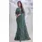 Green Crepe Satin Silk Embroidery Work Party Wear Designer Saree - 8207181076