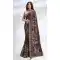 Coffee Two Tone Georgette Silk Embroidery Work Party Wear Designer Saree - 8207181079