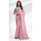 Pink Crepe Satin Silk Embroidery Work Party Wear Designer Saree - 8207181082