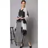 Black And White Print Work Rayon Readymade Party Wear Salwar Kameez - 8225181196