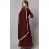 Wine Embroidered Rayon Readymade Party Wear Salwar Kameez - 8225181197