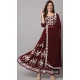 Wine Embroidered Rayon Readymade Party Wear Salwar Kameez - 8225181197
