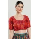 Brocade Printed Work Red Designer Festive Wear Readymade Blouse - 8226181205