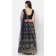 Party Wear Georgette Navy Blue Mirror Work Designer Lehenga Choli - 8229181218