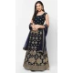 Party Wear Georgette Navy Blue Mirror Work Designer Lehenga Choli - 8229181218