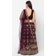 Party Wear Georgette Wine Mirror Work Designer Lehenga Choli - 8229181219