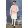 Art Silk Cream Resham Work Designer Men's Readymade Kurta Pajama - 8220181154