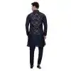 Art Silk Navy Blue Woven Work Designer Men's Readymade Kurta Pajama - 8220181155