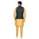 Art Silk Yellow Woven Work Designer Men's Readymade Kurta Pajama - 8220181156