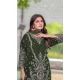 Olive Green Velvet Embroidered Party Wear Pakistani Salwar Suit - 11194199555
