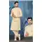 Yellow Banarasi Silk Resham Work Men Readymade Kurta Pajama With Jacket - 8232181269