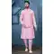 Pink Banarasi Silk Resham Work Men Readymade Kurta Pajama With Jacket - 8232181270