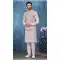 Light Biscuit Banarasi Silk Resham Work Men Readymade Kurta Pajama With Jacket - 8232181282