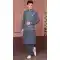 Grey Resham Work Banarasi Silk Men Readymade Kurta Pajama With Jacket - 8232181296