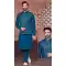 Rama Blue Banarasi Silk Resham Work Men Readymade Kurta Pajama With Jacket - 8232181297