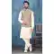 Banarasi Silk Digital Print Work Men Readymade Kurta Pajama With Jacket In Cream - 8232181301