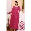 Pure Muslin Bandhej Work Pink Party Wear Readymade Gown With Dupatta - 8275181551