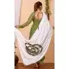 Pure Muslin Bandhej Work Green Party Wear Readymade Gown With Dupatta - 8275181552