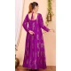 Pure Rayon Foil Print Work Purple Party Wear Readymade Gown With Dupatta - 8275181553