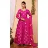 Pure Rayon Foil Print Work Pink Party Wear Readymade Gown With Dupatta - 8275181554