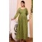 Pure Muslin Bandhej Work Green Party Wear Readymade Gown With Dupatta - 8275181552