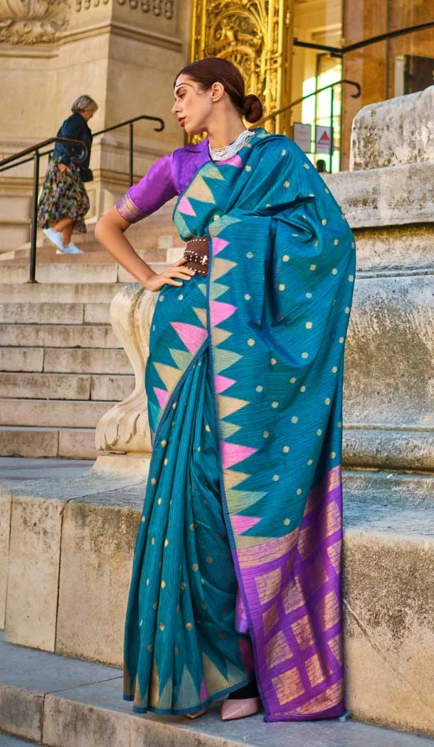 Plus Size Women Khadi Silk Woven Work Casual Party Wear Saree In Navy Blue - 828181596 Plus Size Women Khadi Silk Woven Work Casual Party Wear Saree In Navy Blue - 828181596