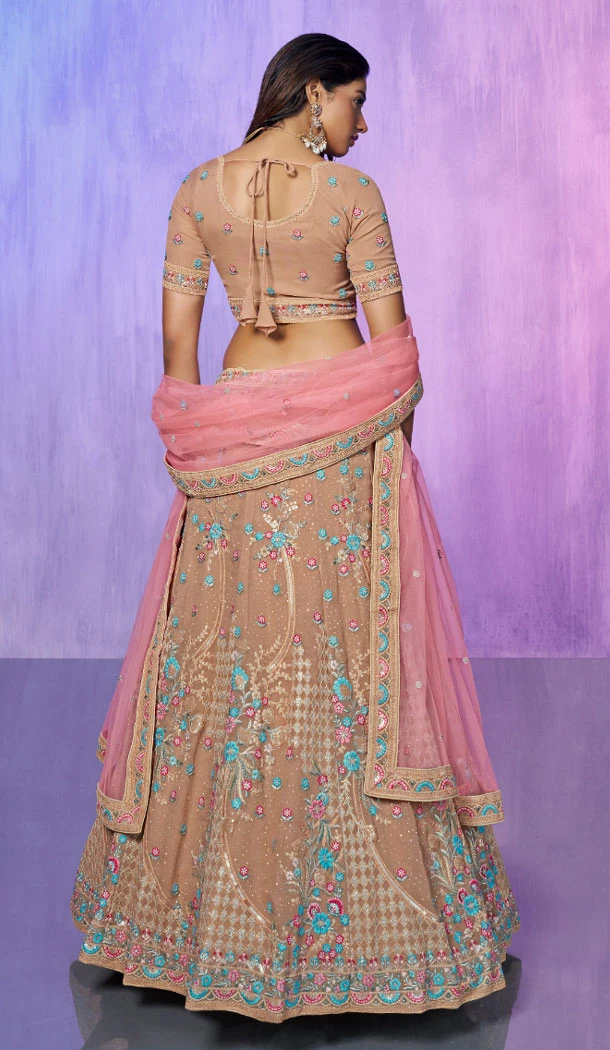 Mauve Georgette With Embroidery Work Designer Wedding Wear Lehenga Choli - 8286181602