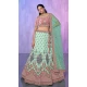 Georgette Aqua With Embroidery Work Designer Wedding Wear Lehenga Choli - 8286181605