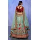 Turquoise Velvet With Embroidery Work Designer Wedding Wear Lehenga Choli - 8286181607