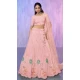 Peach Net With Embroidery Work Designer Wedding Wear Lehenga Choli - 8286181611