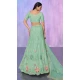 Aqua Net With Embroidery Work Designer Wedding Wear Lehenga Choli - 8286181612