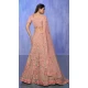 Net Peach With Embroidery Work Designer Wedding Wear Lehenga Choli - 8286181616