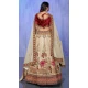 Velvet White With Embroidery Work Designer Wedding Wear Lehenga Choli - 8286181618