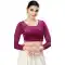 Designer Velvet Plain Magenta Readymade Festive Party Wear Blouse - 8289181627