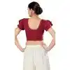 Designer Cotton Lycra Maroon Plain Party Wear Readymade Blouse - 8290181631