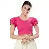 Designer Cotton Lycra Pink Plain Party Wear Readymade Blouse - 8290181633