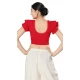 Designer Cotton Lycra Red Plain Party Wear Readymade Blouse - 8290181634