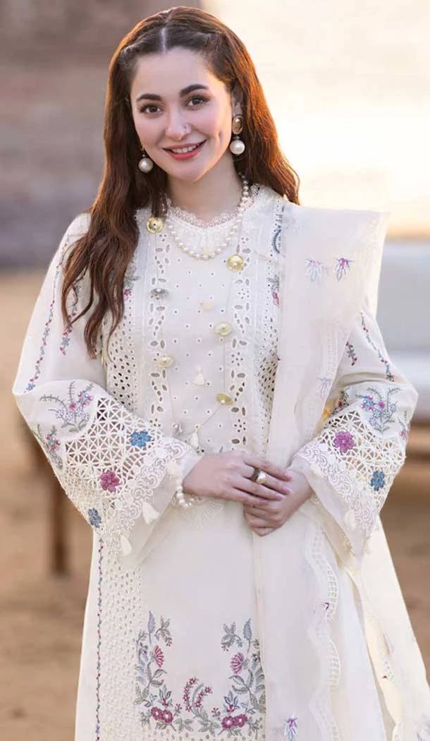 Georgette Embroidered Pakistani Palazzo Salwar Suit In Off White - 11195199560