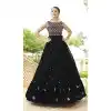 Georgette Sequence Embroidery Work Party Wear Gown In Black - 8340181891