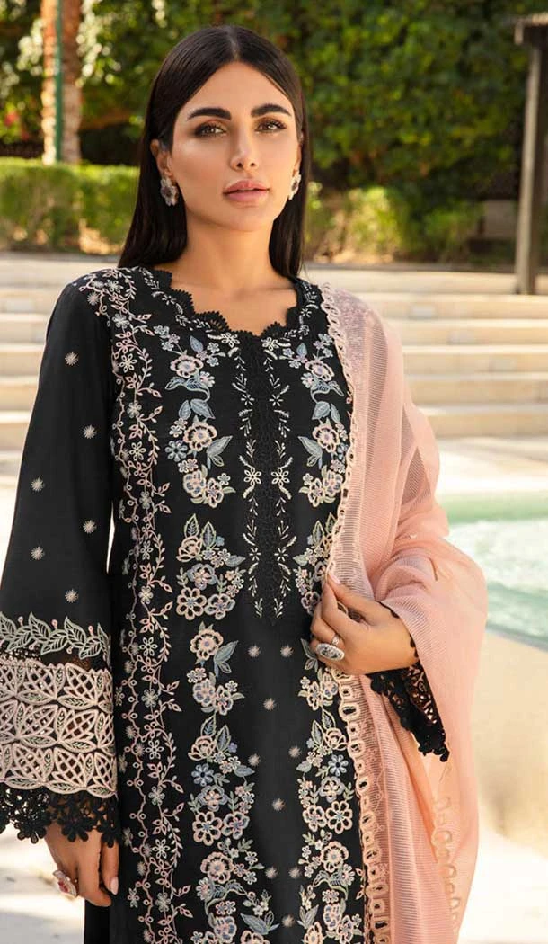 Rayon Embroidered Designer Pakistani Salwar Suit In Black - 11196199562