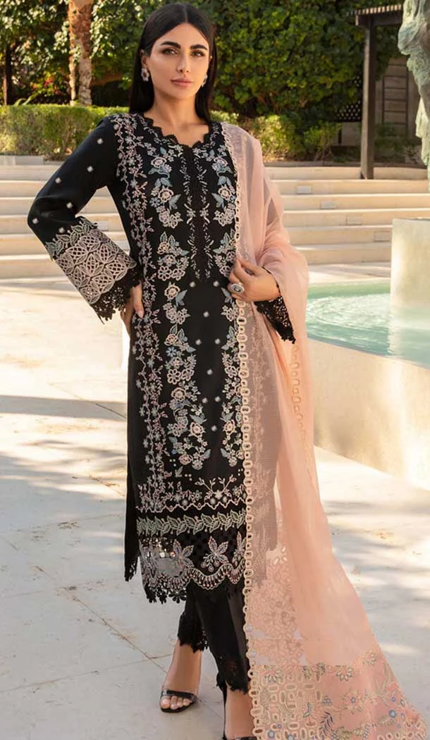 Rayon Embroidered Designer Pakistani Salwar Suit In Black - 11196199562