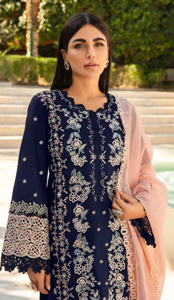 Rayon Embroidered Designer Pakistani Salwar Suit In Navy Blue - 11196199563