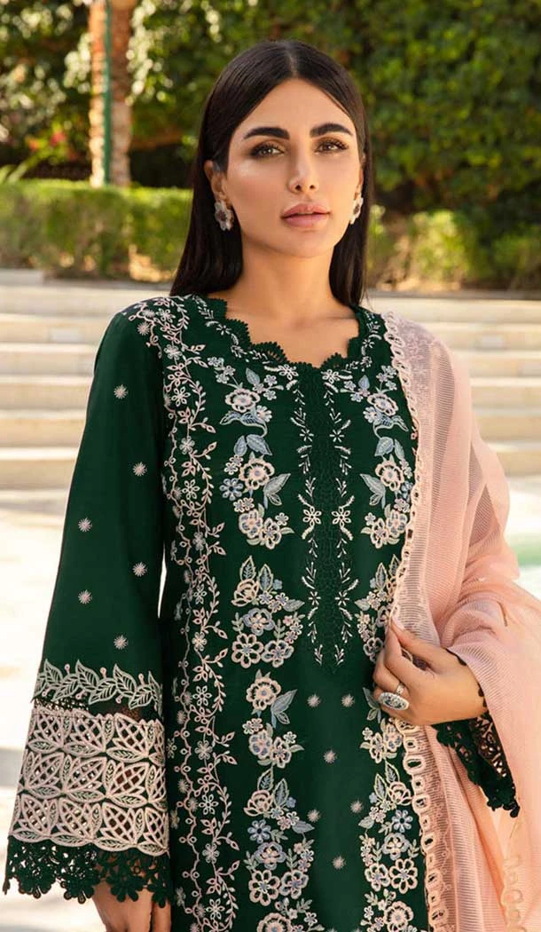 Rayon Embroidered Designer Pakistani Salwar Suit In Dark Green - 11196199564