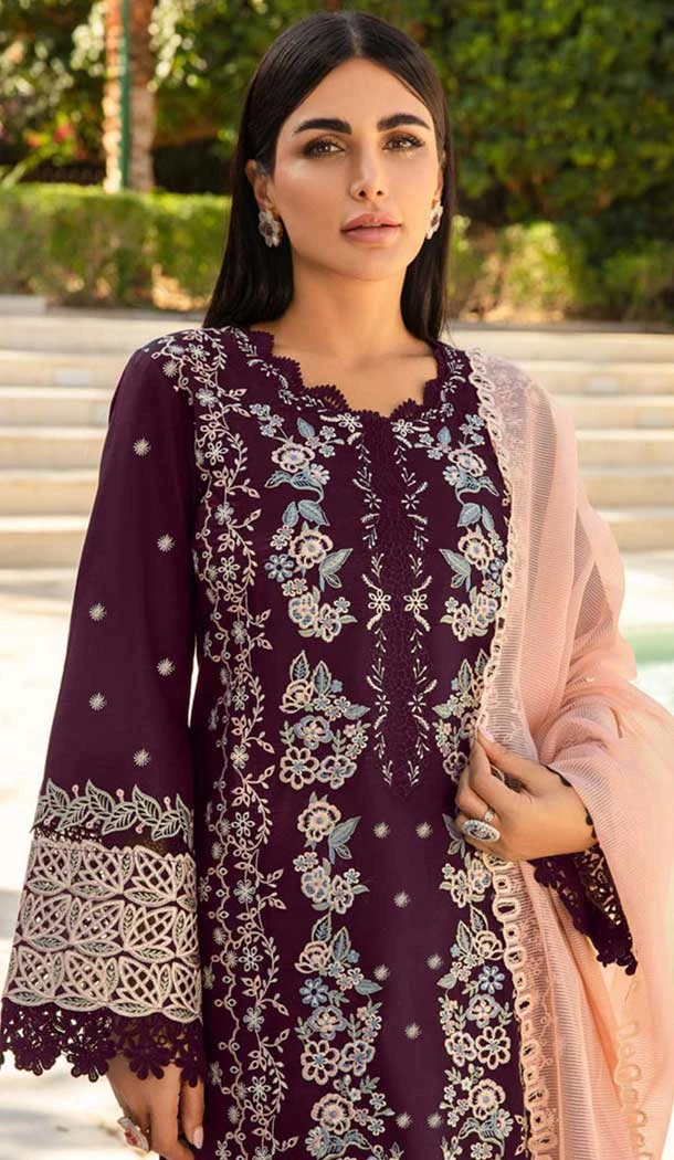 Rayon Embroidered Designer Pakistani Salwar Suit In Wine - 11196199565