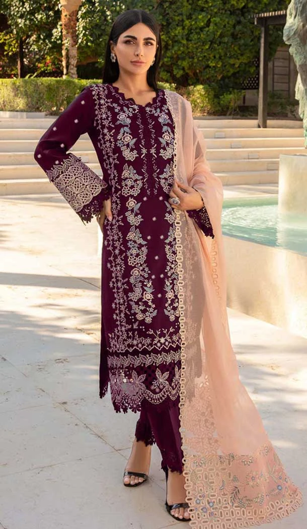 Rayon Embroidered Designer Pakistani Salwar Suit In Wine - 11196199565