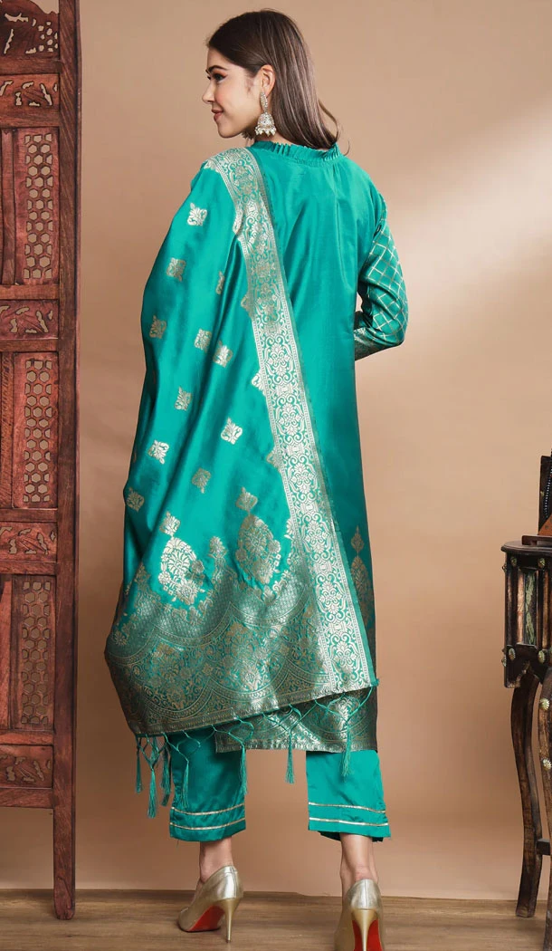 Rama Traditional Cotton Silk Woven Work Casual Wear Readymade Salwar Suit - 8354181952