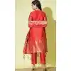Red Traditional Cotton Silk Woven Work Casual Wear Readymade Salwar Suit - 8354181953