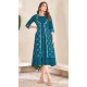 Foil Printed Teal Color Cotton Readymade Women Kurti - 8362181991