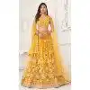 Butterfly Net With Embroidery Work Designer Lehenga Choli In Yellow - 8370182018